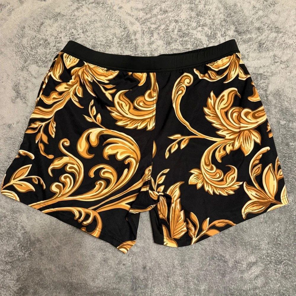 TacHuntFish THF 4XL Black‎ Gold Fleur de Lis Saints Athletic Gym Workout Shorts